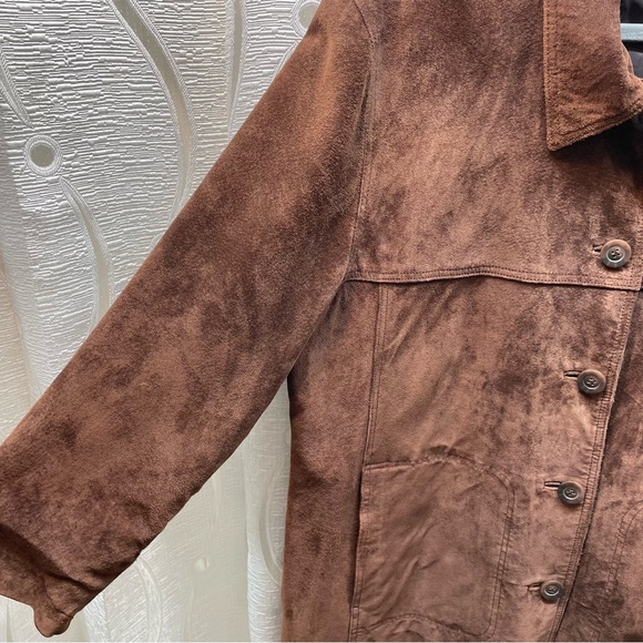 Bernardo Brown Suede Button-Front Jacket - Picture 4 of 13